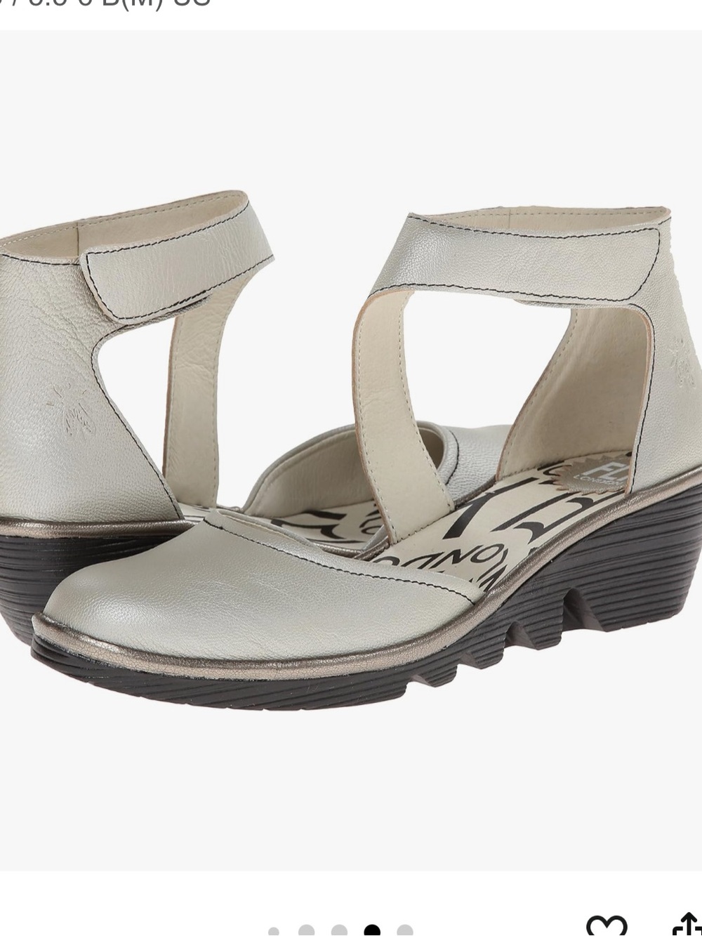 Fly London Piat Wedge Pumps Silver Shoes 8 Leather